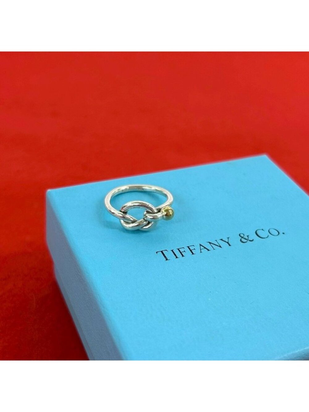 Tiffany & Co Vintage Love Knot Ring 925 Sterling Silver Gold